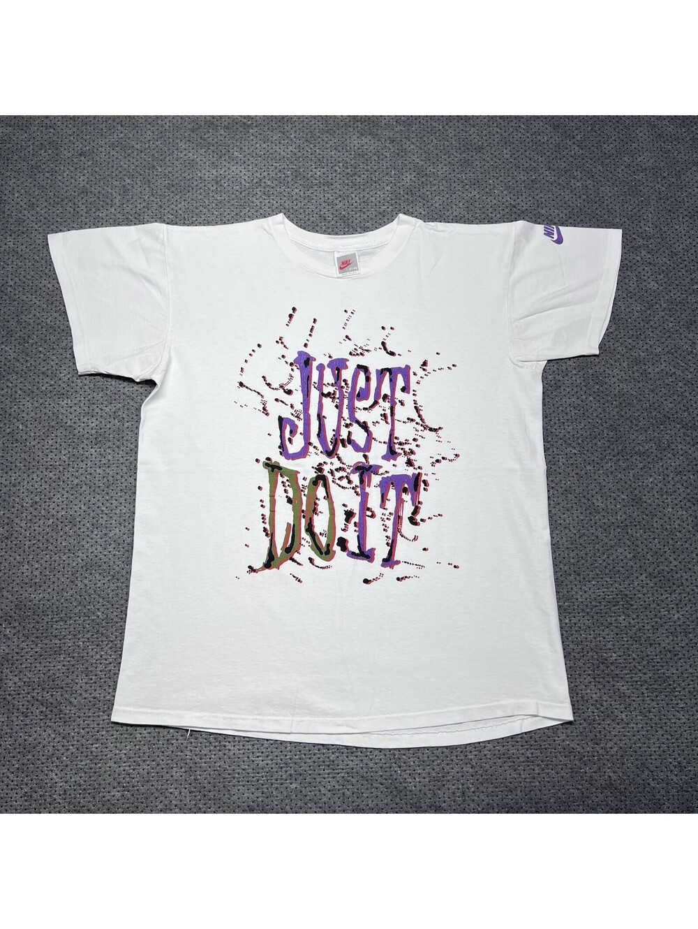 Vintage 1990S Nike Just Do It Shirt Large Paint Splatter Rare Men’s White Tag